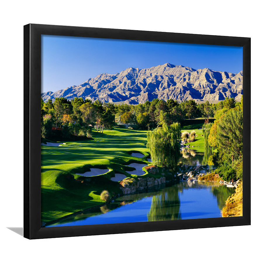 Shadow Creek Golf Club Hole 18, North Las Vegas, Nevada, Framed Art Print Wall Decor, Picture Framed