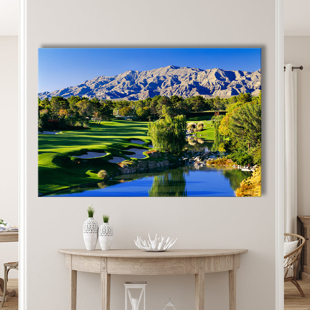 Shadow Creek Golf Club Hole 18, North Las Vegas, Nevada, Golf Art Print,Gifts Golf Lover