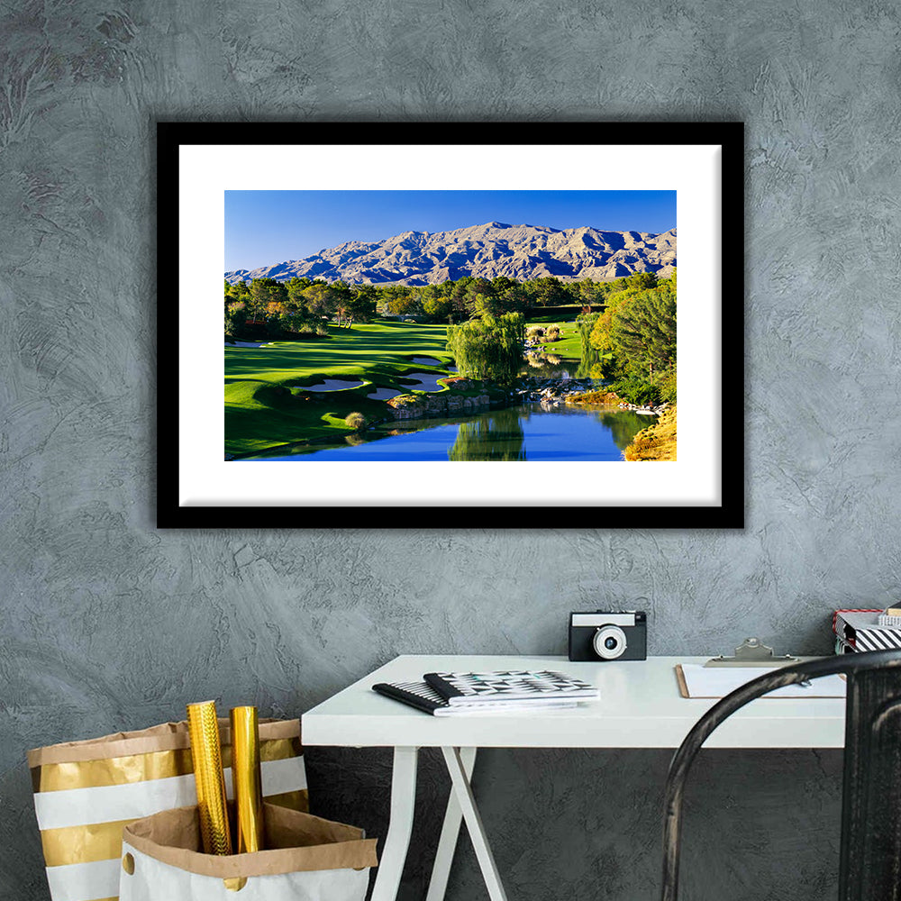Shadow Creek Golf Club Hole 18, North Las Vegas, Nevada, Goft Art Print, Framed Art Print White Border Wall Decor
