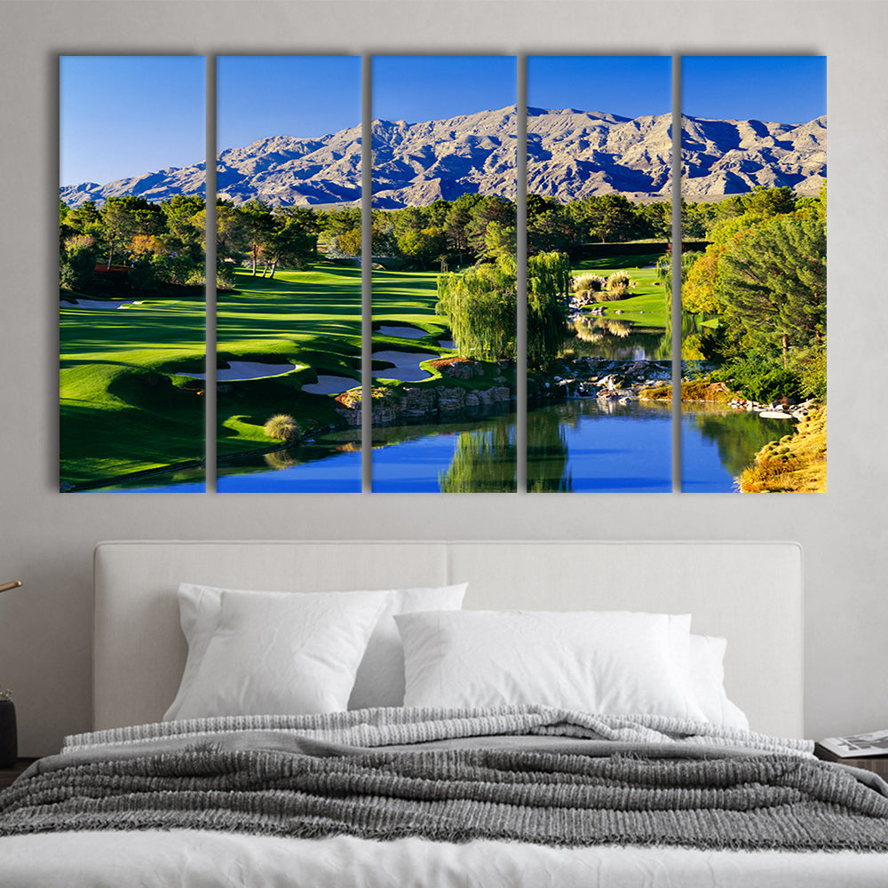 Shadow Creek Golf Club Hole 18, North Las Vegas, Nevada, Golf Art Print, Extra Large Canvas Print Wall Art
