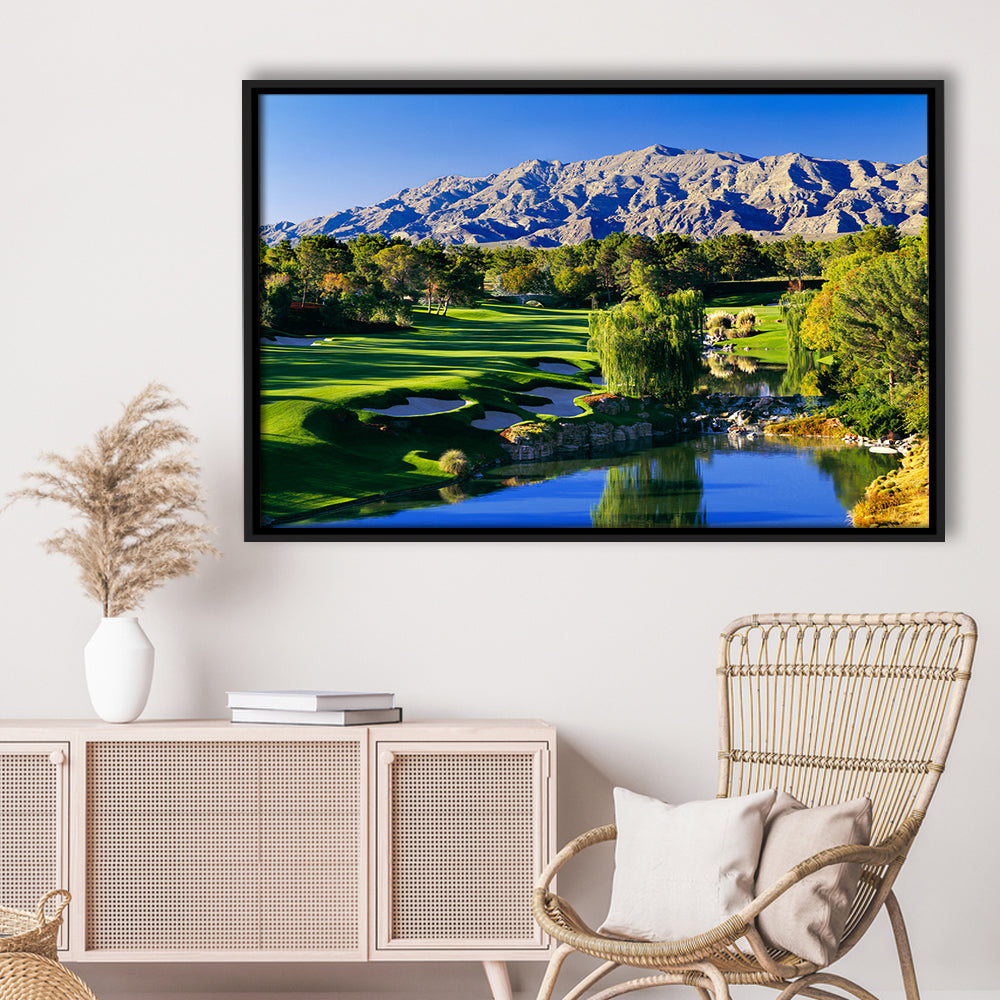 Shadow Creek Golf Club Hole 18, North Las Vegas, Nevada, Floating Framed Canvas Print Wall Art