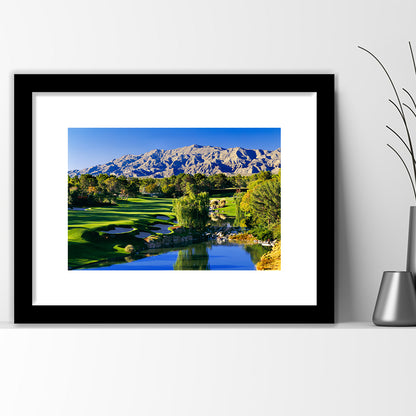 Shadow Creek Golf Club Hole 18, North Las Vegas, Nevada, Goft Art Print, Framed Art Print White Border Wall Decor