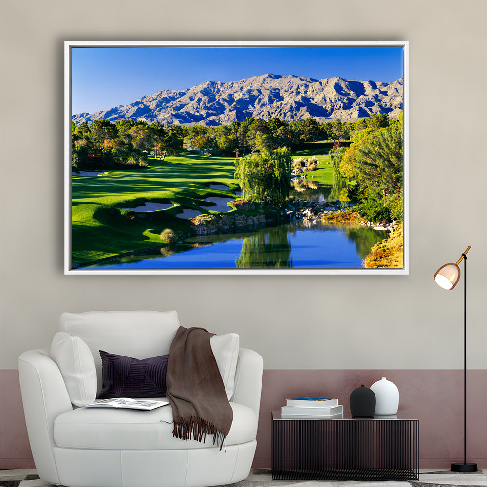 Shadow Creek Golf Club Hole 18, North Las Vegas, Nevada, Floating Framed Canvas Print Wall Art