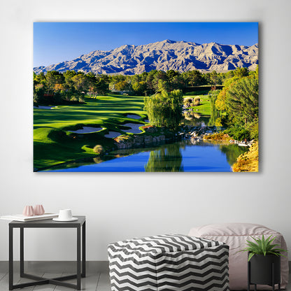 Shadow Creek Golf Club Hole 18, North Las Vegas, Nevada, Golf Art Print,Gifts Golf Lover