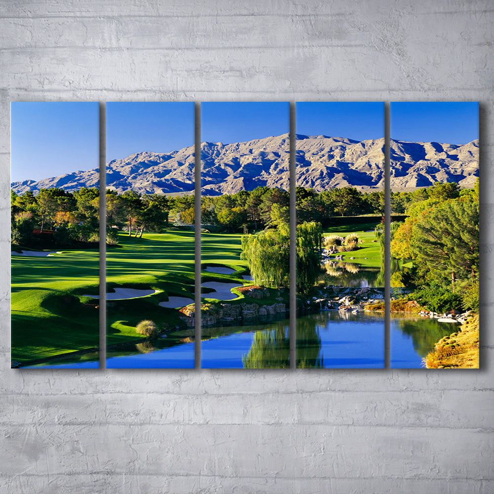 Shadow Creek Golf Club Hole 18, North Las Vegas, Nevada, Golf Art Print, Extra Large Canvas Print Wall Art