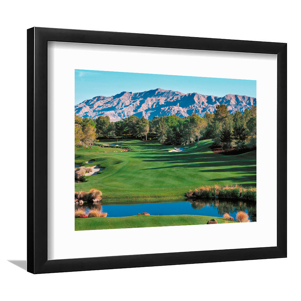 Shadow Creek Golf Course Hole 9 North Las Vegas, Goft Art Print, Framed Art Print White Border Wall Decor
