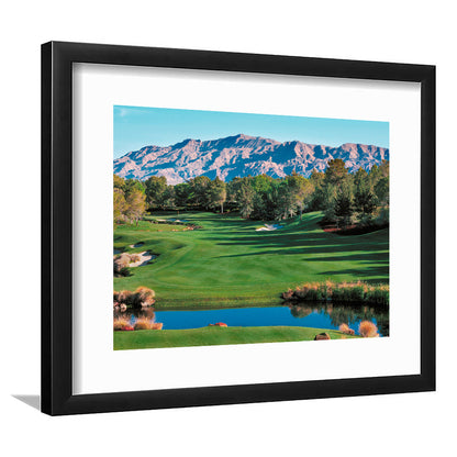 Shadow Creek Golf Course Hole 9 North Las Vegas, Goft Art Print, Framed Art Print White Border Wall Decor