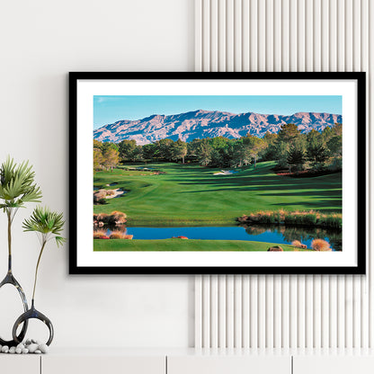 Shadow Creek Golf Course Hole 9 North Las Vegas, Goft Art Print, Framed Art Print White Border Wall Decor