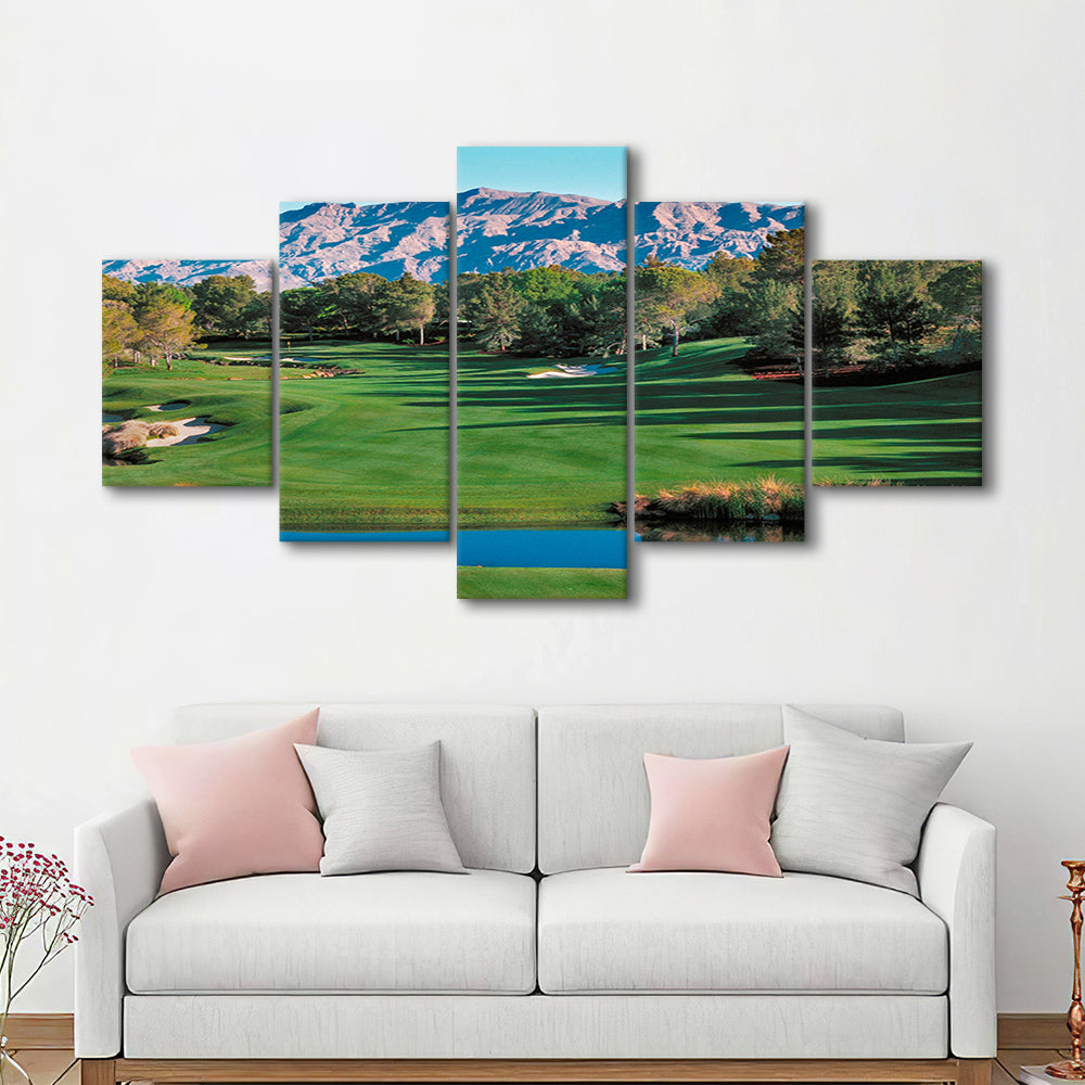 Shadow Creek Golf Course Hole 9 North Las Vegas, Golf Art Print, 5 Pieces Mixed Canvas Print Wall Art