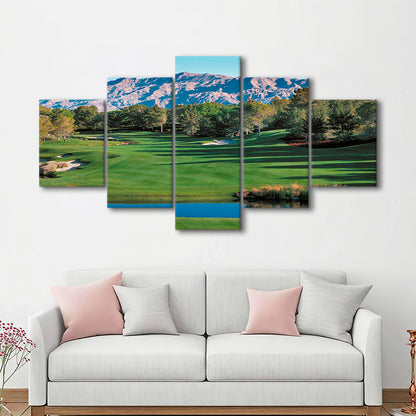 Shadow Creek Golf Course Hole 9 North Las Vegas, Golf Art Print, 5 Pieces Mixed Canvas Print Wall Art