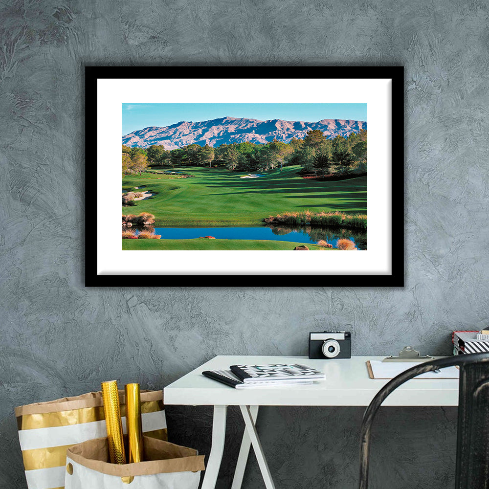 Shadow Creek Golf Course Hole 9 North Las Vegas, Goft Art Print, Framed Art Print White Border Wall Decor