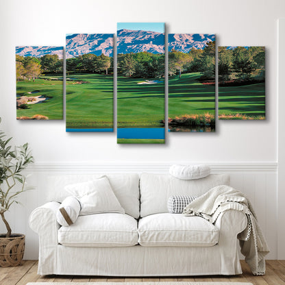 Shadow Creek Golf Course Hole 9 North Las Vegas, Golf Art Print, 5 Pieces Mixed Canvas Print Wall Art
