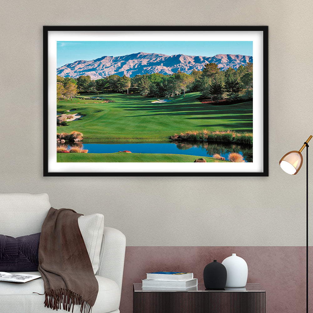 Shadow Creek Golf Course Hole 9 North Las Vegas, Goft Art Print, Framed Art Print White Border Wall Decor