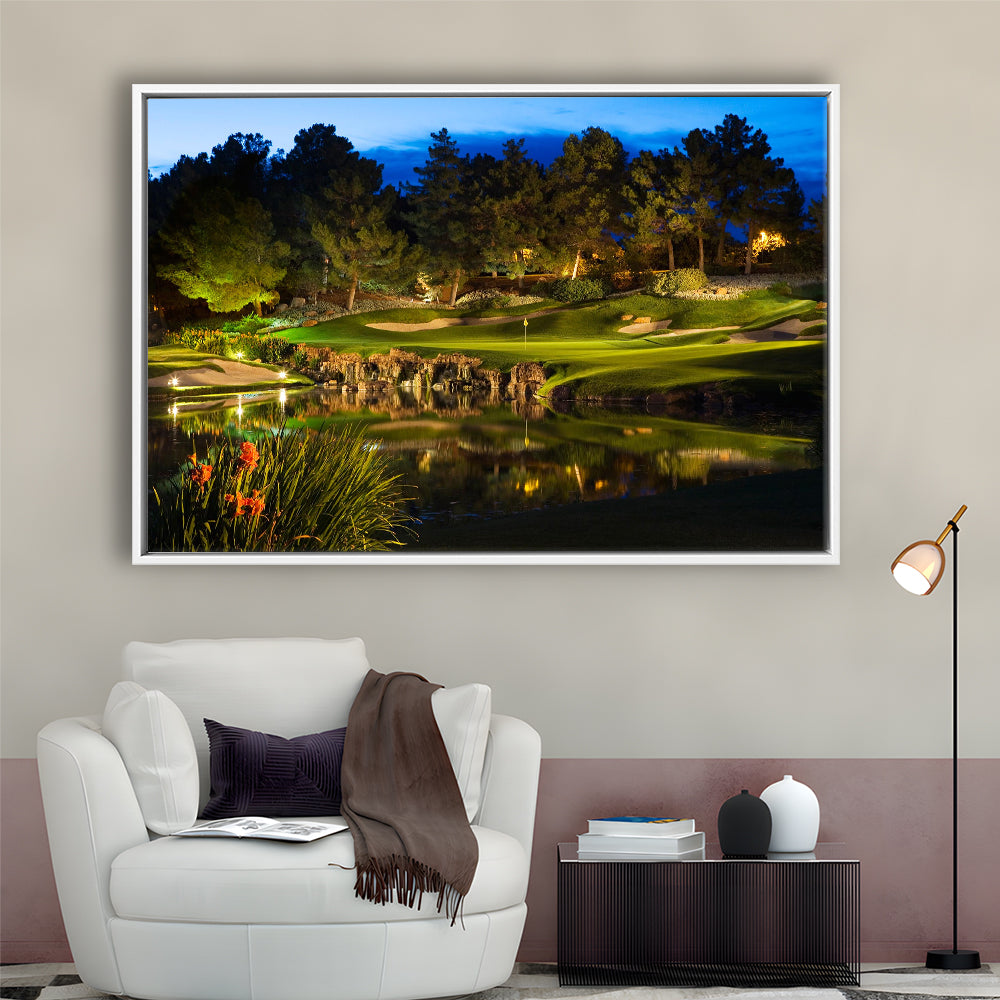 Shadow Creek Golf Course Light Night, Floating Framed Canvas Print Wall Art