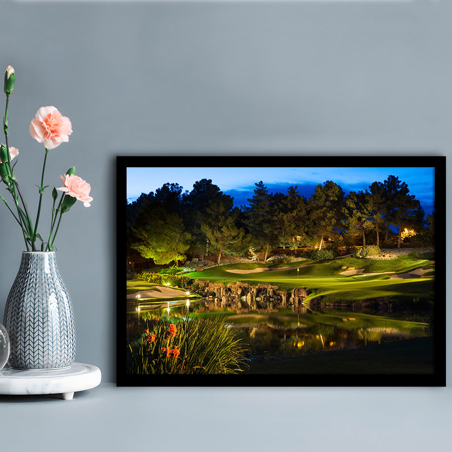 Shadow Creek Golf Course Light Night, Framed Art Print Wall Decor, Picture Framed