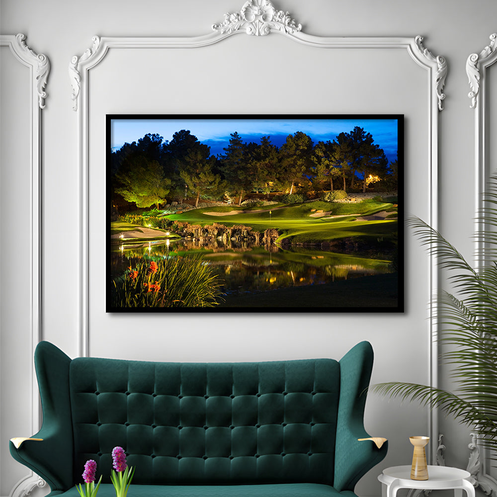 Shadow Creek Golf Course Light Night, Framed Art Print Wall Decor, Picture Framed