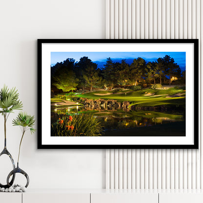 Shadow Creek Golf Course Light Night, Goft Art Print, Framed Art Print White Border Wall Decor
