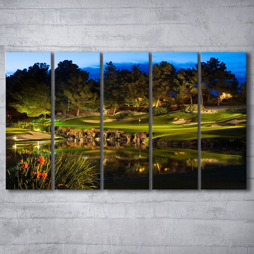 Shadow Creek Golf Course Light Night, Golf Art Print, Extra Large Canvas Print Wall Art