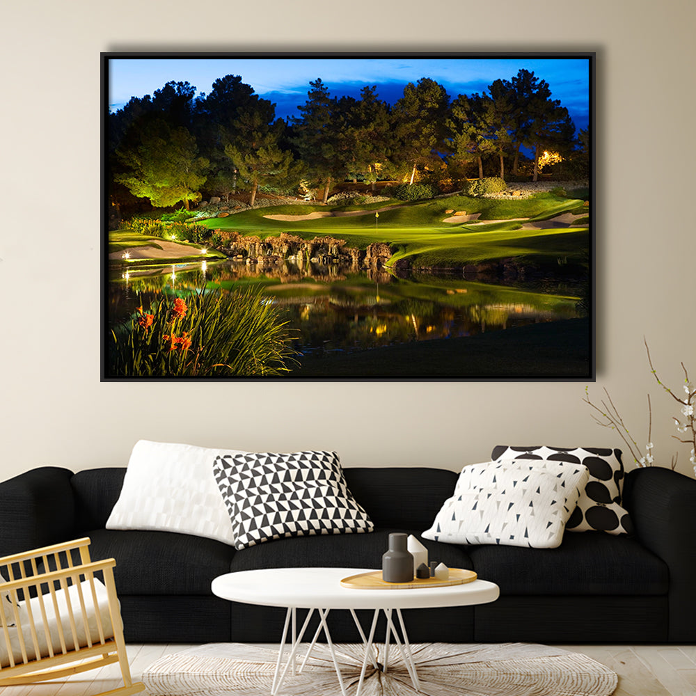 Shadow Creek Golf Course Light Night, Floating Framed Canvas Print Wall Art