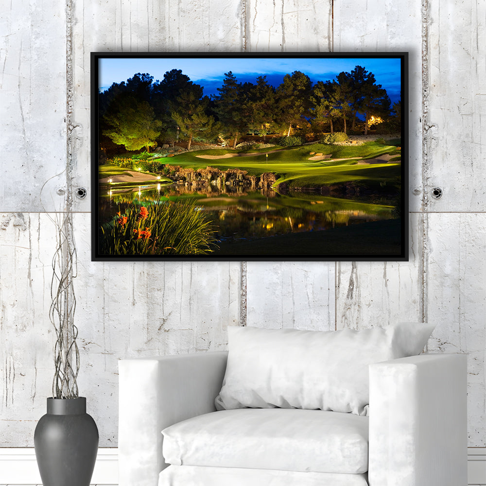 Shadow Creek Golf Course Light Night, Floating Framed Canvas Print Wall Art