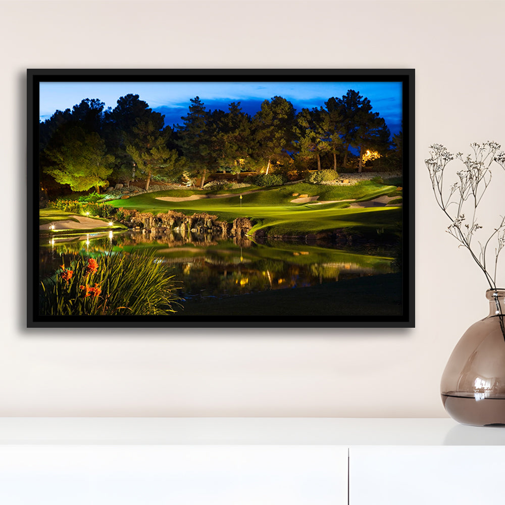 Shadow Creek Golf Course Light Night, Floating Framed Canvas Print Wall Art