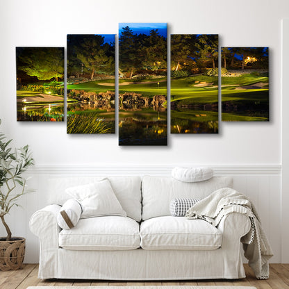 Shadow Creek Golf Course Light Night, Golf Art Print, 5 Pieces Mixed Canvas Print Wall Art