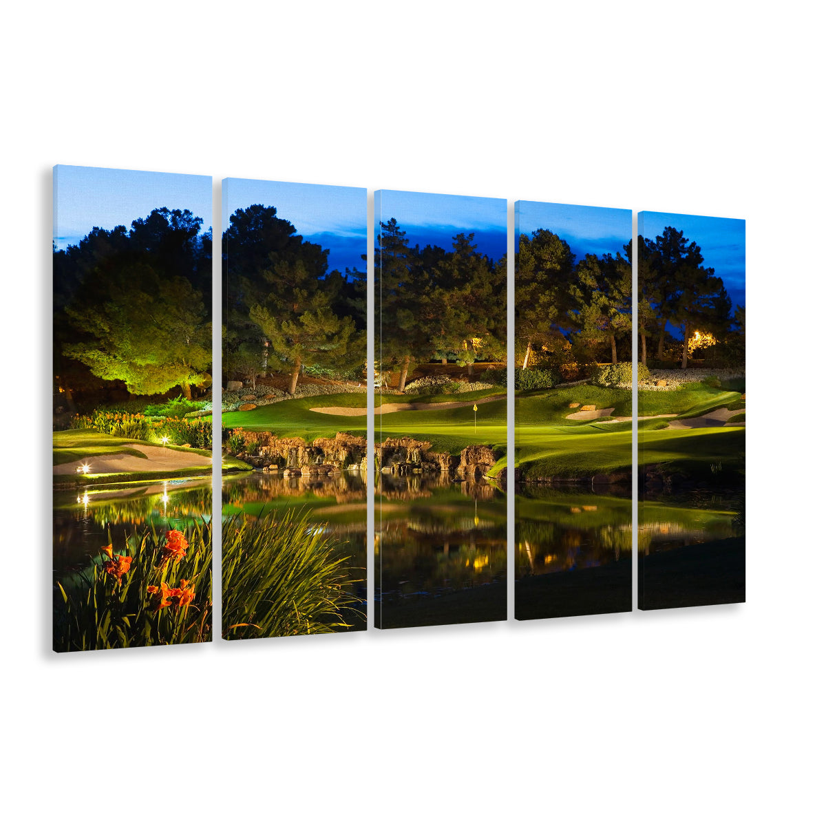 Shadow Creek Golf Course Light Night, Golf Art Print, Extra Large Canvas Print Wall Art