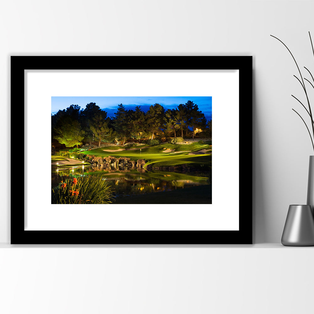 Shadow Creek Golf Course Light Night, Goft Art Print, Framed Art Print White Border Wall Decor