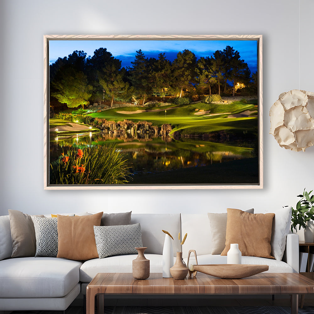 Shadow Creek Golf Course Light Night, Floating Framed Canvas Print Wall Art