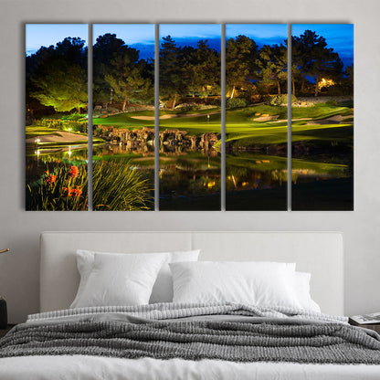 Shadow Creek Golf Course Light Night, Golf Art Print, Extra Large Canvas Print Wall Art