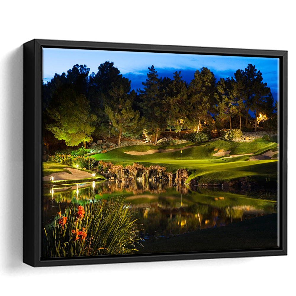 Shadow Creek Golf Course Light Night, Floating Framed Canvas Print Wall Art