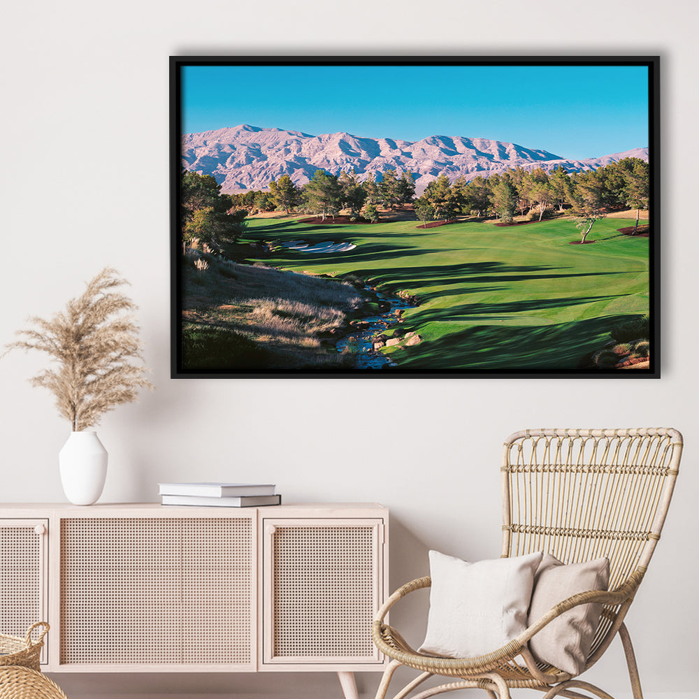 Shadow Creek Golf Source Hole 1 North Las Vegas, Floating Framed Canvas Print Wall Art