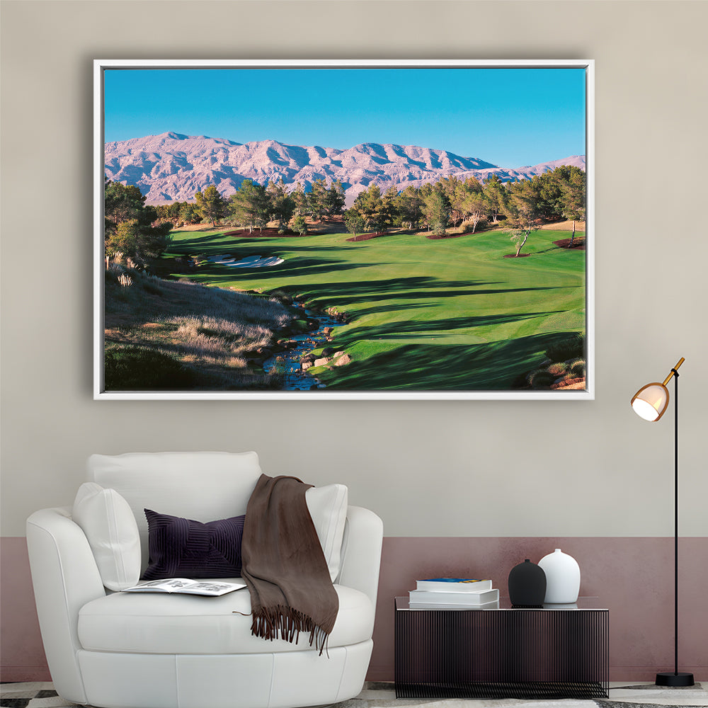 Shadow Creek Golf Source Hole 1 North Las Vegas, Floating Framed Canvas Print Wall Art