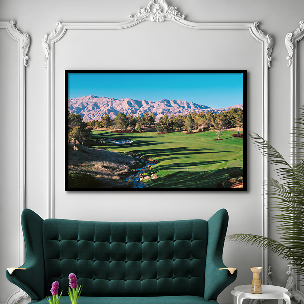 Shadow Creek Golf Source Hole 1 North Las Vegas, Framed Art Print Wall Decor, Picture Framed