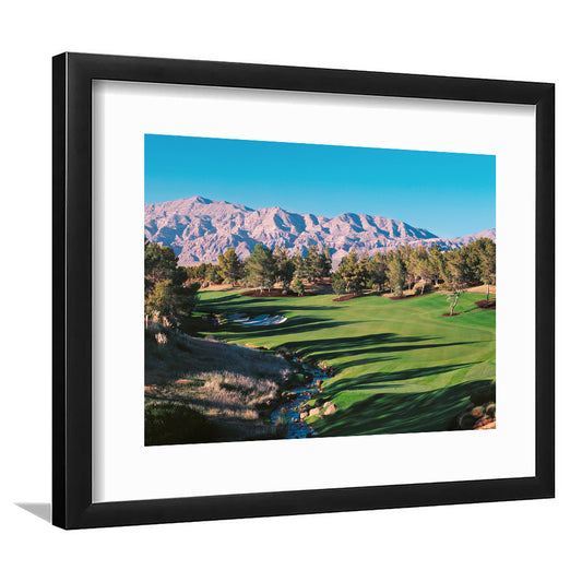 Shadow Creek Golf Source Hole 1 North Las Vegas, Goft Art Print, Framed Art Print White Border Wall Decor