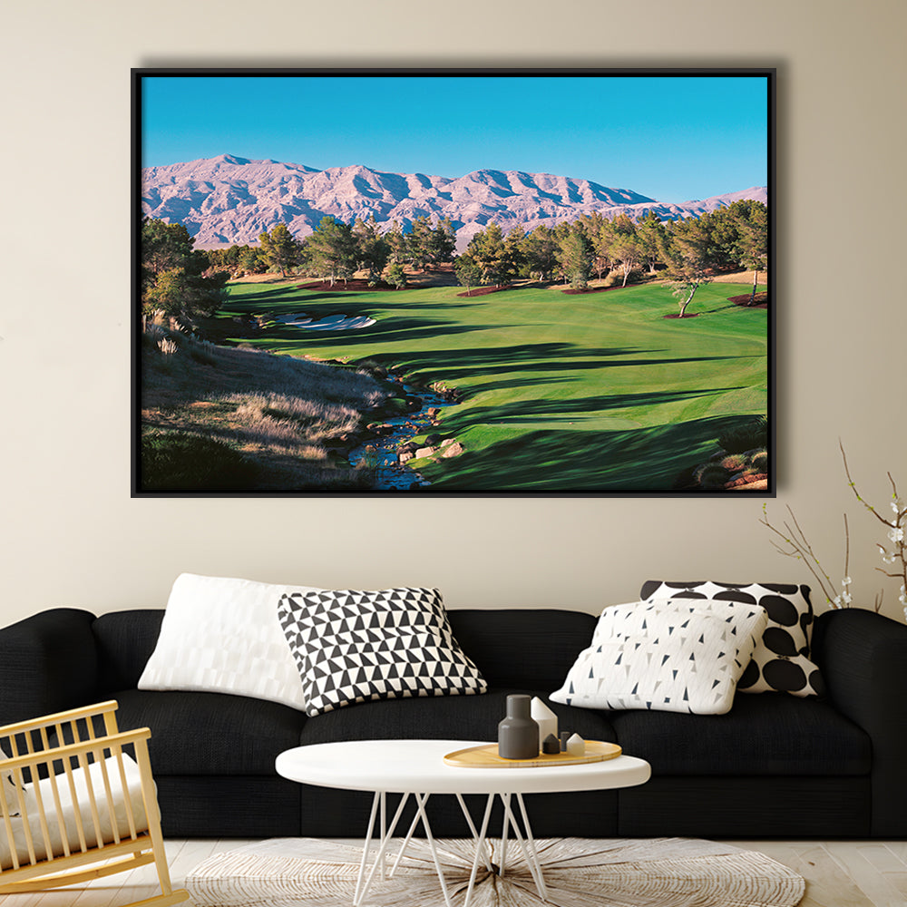 Shadow Creek Golf Source Hole 1 North Las Vegas, Floating Framed Canvas Print Wall Art