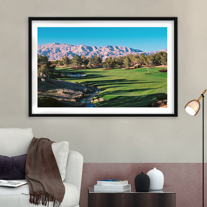 Shadow Creek Golf Source Hole 1 North Las Vegas, Goft Art Print, Framed Art Print White Border Wall Decor
