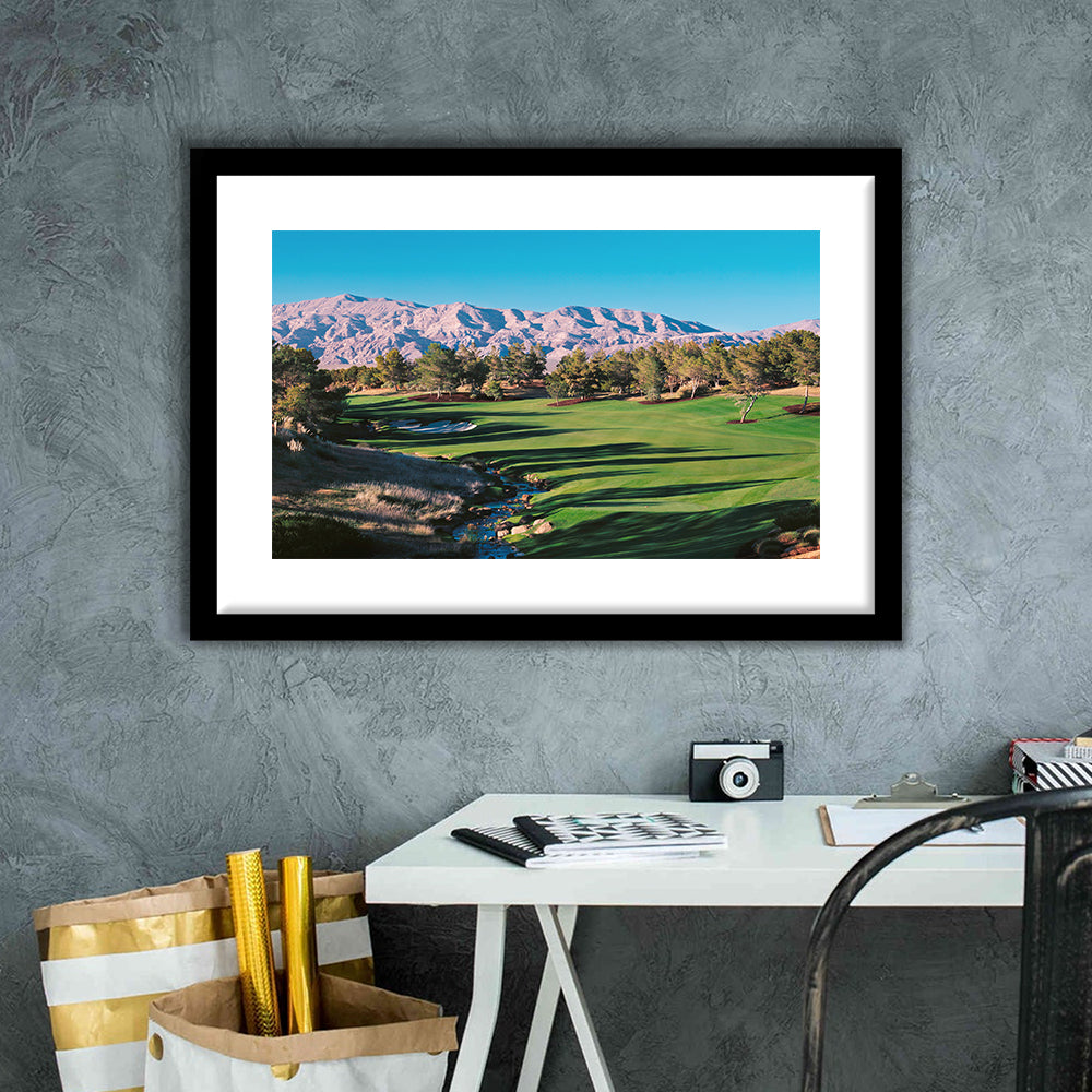 Shadow Creek Golf Source Hole 1 North Las Vegas, Goft Art Print, Framed Art Print White Border Wall Decor