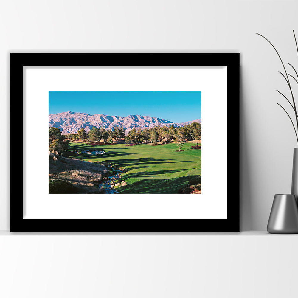 Shadow Creek Golf Source Hole 1 North Las Vegas, Goft Art Print, Framed Art Print White Border Wall Decor