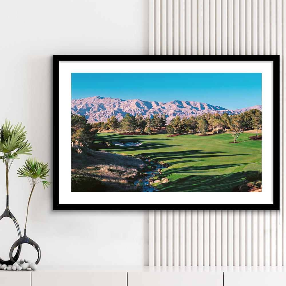 Shadow Creek Golf Source Hole 1 North Las Vegas, Goft Art Print, Framed Art Print White Border Wall Decor