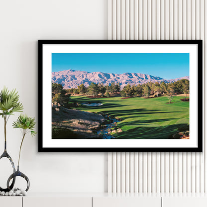 Shadow Creek Golf Source Hole 1 North Las Vegas, Goft Art Print, Framed Art Print White Border Wall Decor
