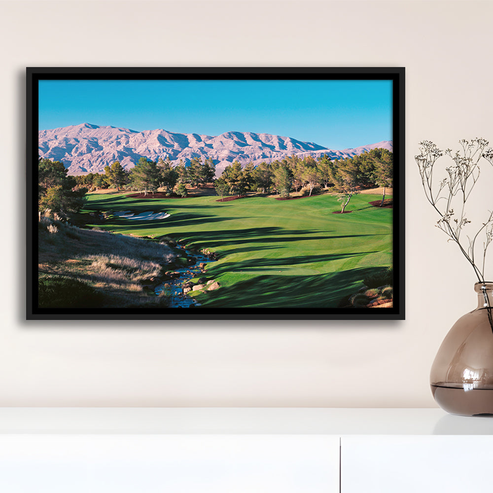 Shadow Creek Golf Source Hole 1 North Las Vegas, Floating Framed Canvas Print Wall Art