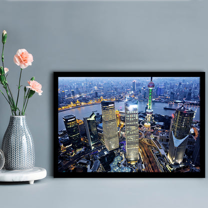Shanghai Wall Decor,Modern China Cityscape Art Art Print For Living Room, Framed Art Print, Picture Framed