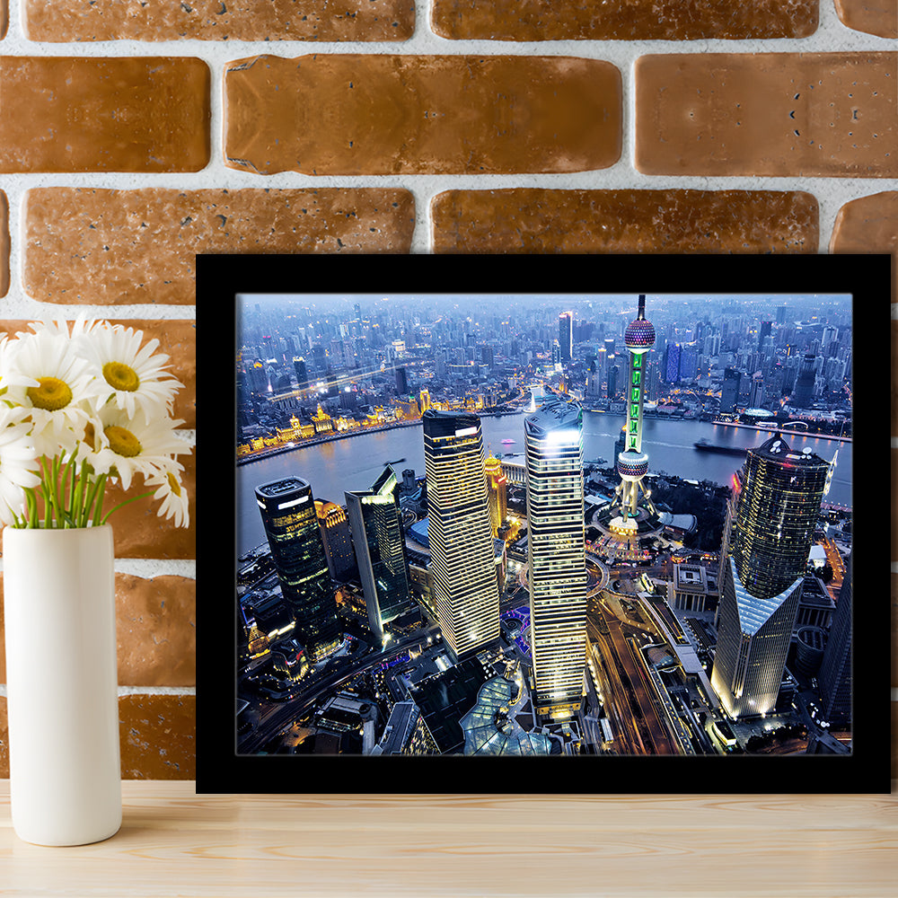 Shanghai Wall Decor,Modern China Cityscape Art Art Print For Living Room, Framed Art Print, Picture Framed