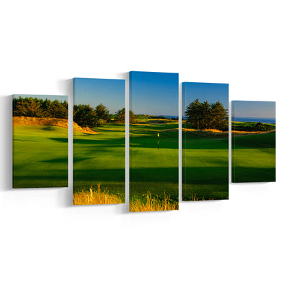 Sheep Ranch Golf Club Hole 11R, Bandon, Oregon, Golf Art Print, 5 Pieces Mixed Canvas Print Wall Art
