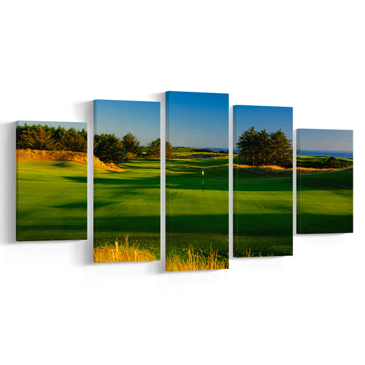 Sheep Ranch Golf Club Hole 11R, Bandon, Oregon, Golf Art Print, 5 Pieces Mixed Canvas Print Wall Art