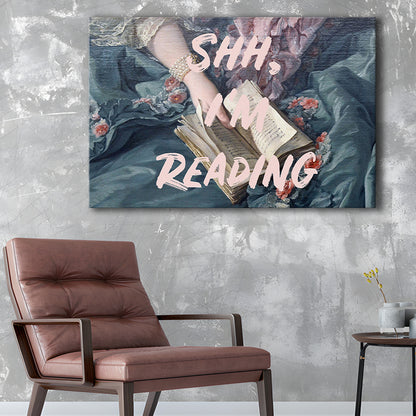 Shh I'M Reading Altered Art Print, Altered Art, Bedroom Print, Pink Print Art, Canvas Print Wall Art Home Decor
