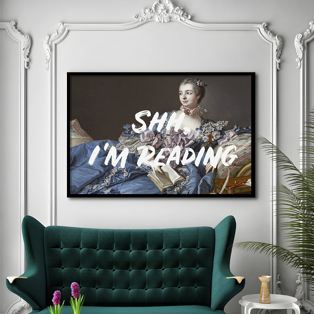 Shh I'M Reading Wall Art, Framed  Print, Painting Art, Framed Art Print Wall Decor, Framed Picture