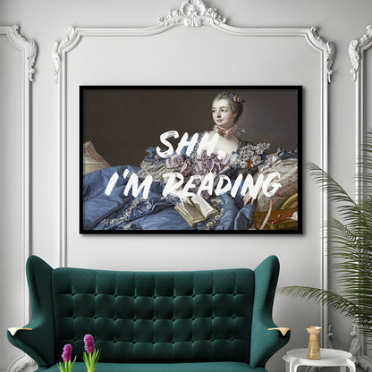 Shh I'M Reading Wall Art, Framed  Print, Painting Art, Framed Art Print Wall Decor, Framed Picture