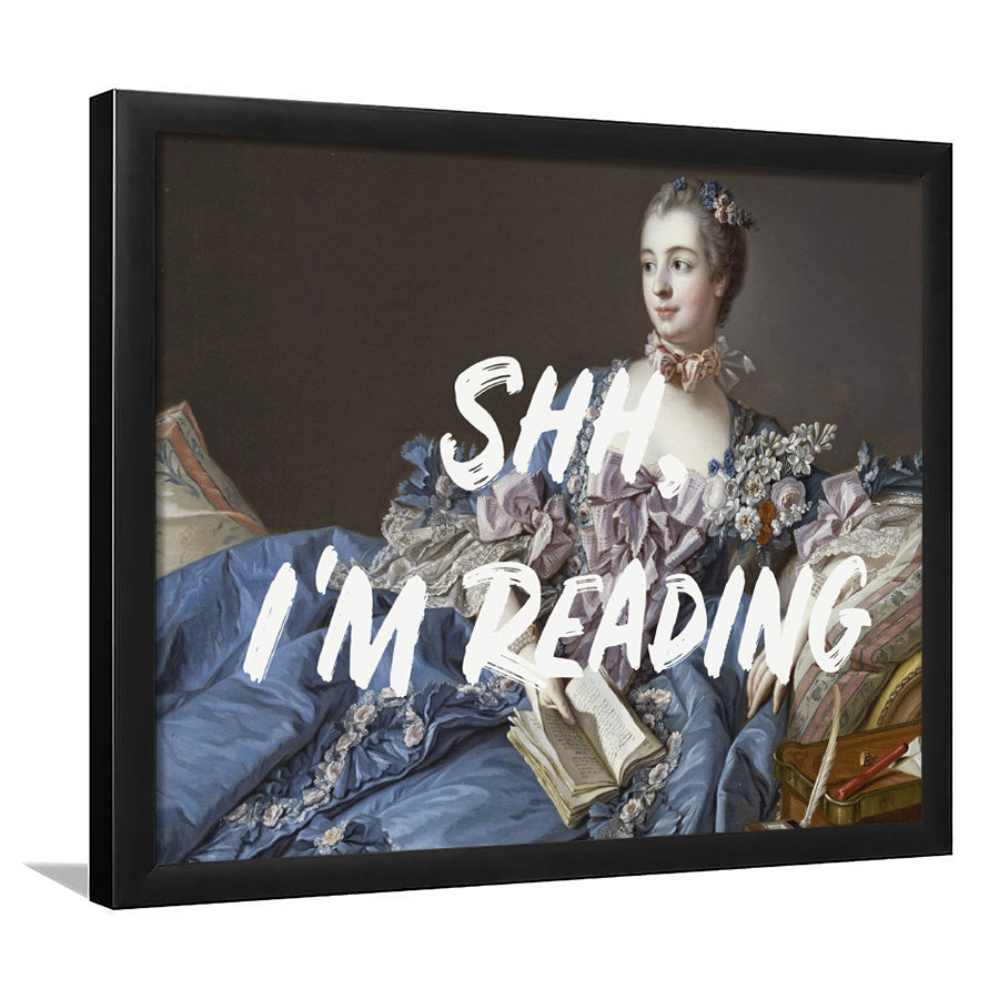 Shh I'M Reading Wall Art, Framed  Print, Painting Art, Framed Art Print Wall Decor, Framed Picture
